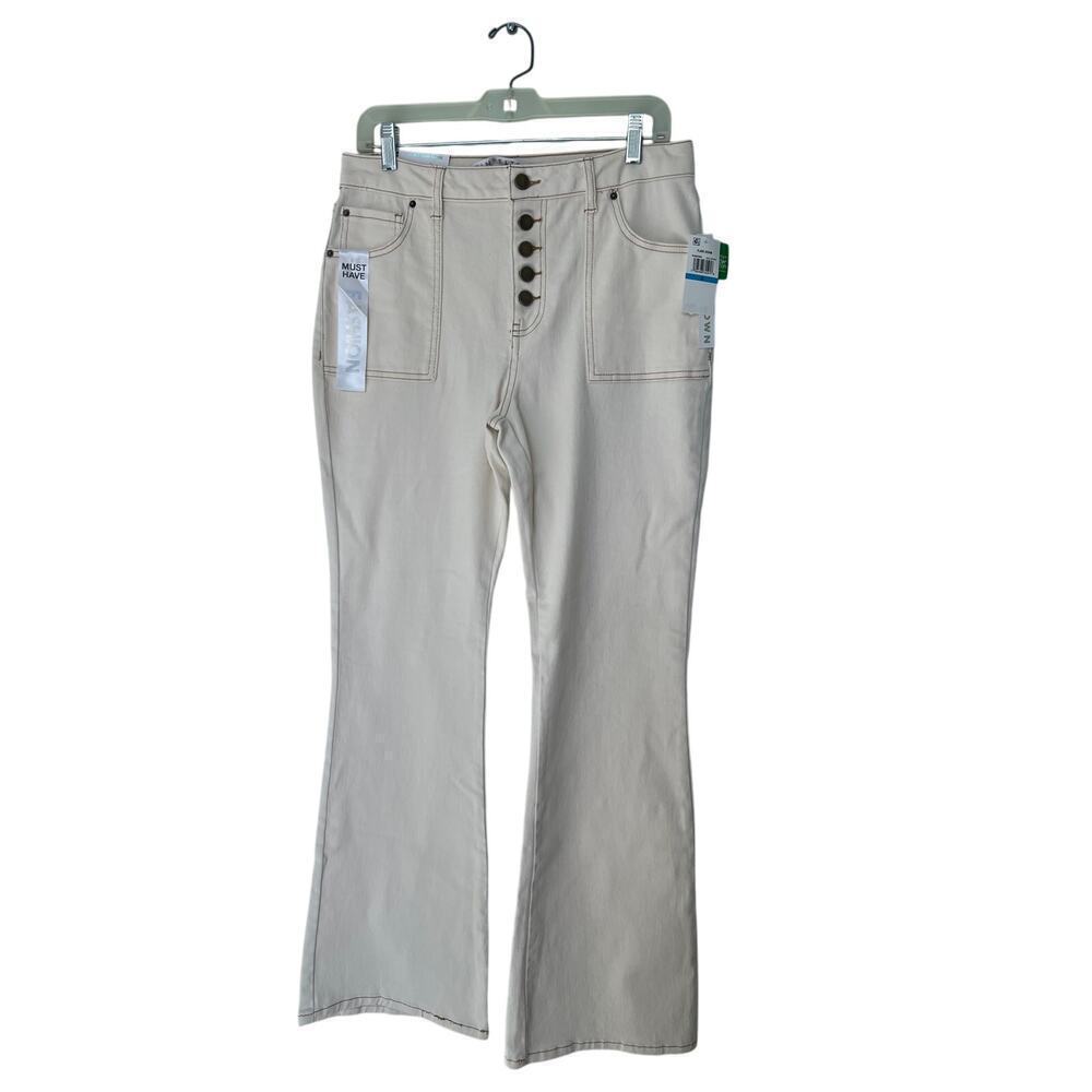 Tinseltown Mid Rise Slim Flare Ecru Contrast Denim Size 9/29
